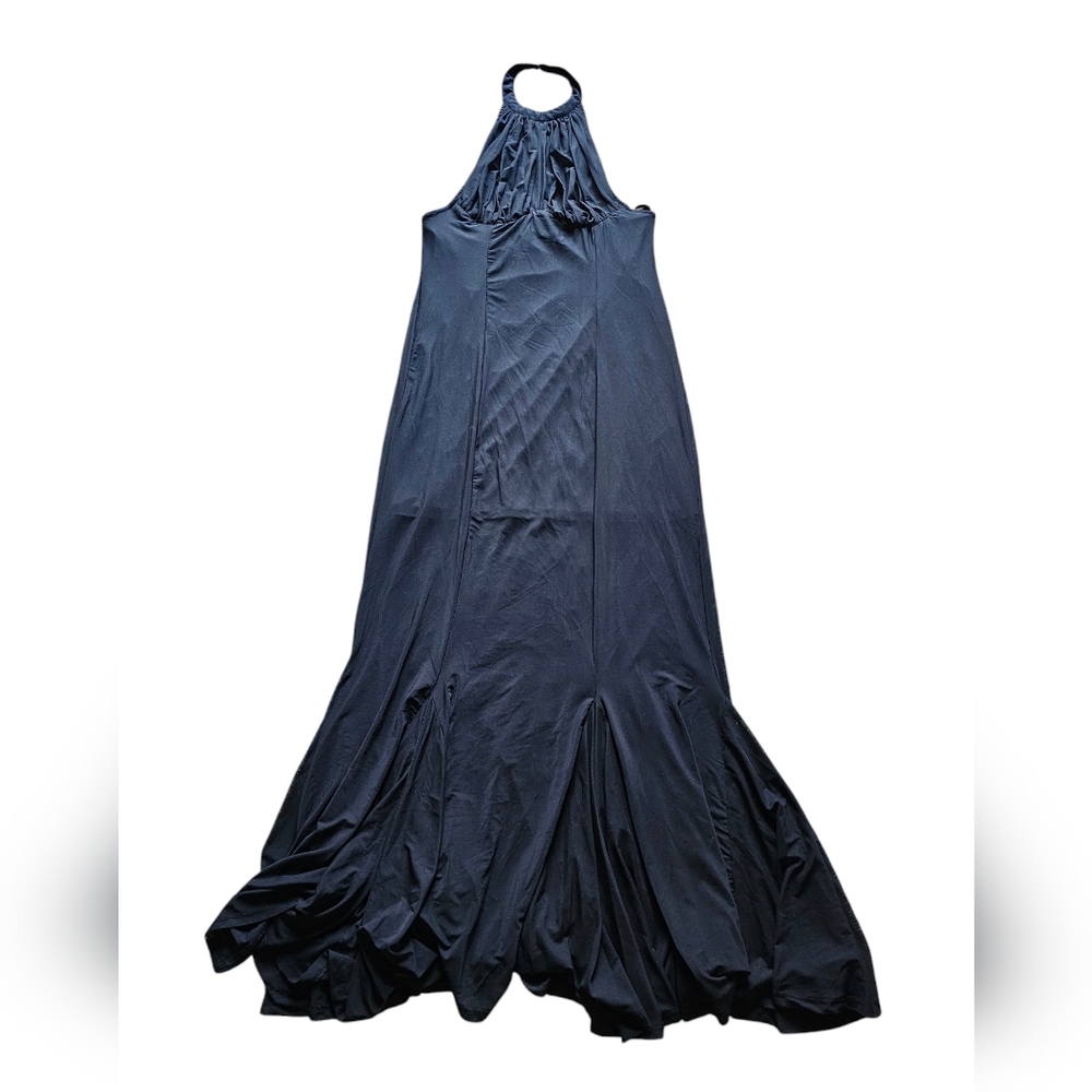 Free People NWT Letmebe Black Halter Elegant Whimsigoth Grunge Maxi dress Sz M